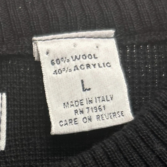 Vintage 90s Bachrach Wool Argyle Geometric Crewneck Sweater Black White - Picture 5 of 6